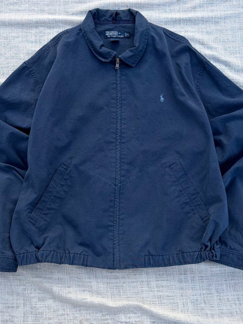 Vintage Polo Ralph Lauren Men's Navy Harrington Jacket XL Full Zip Cotton